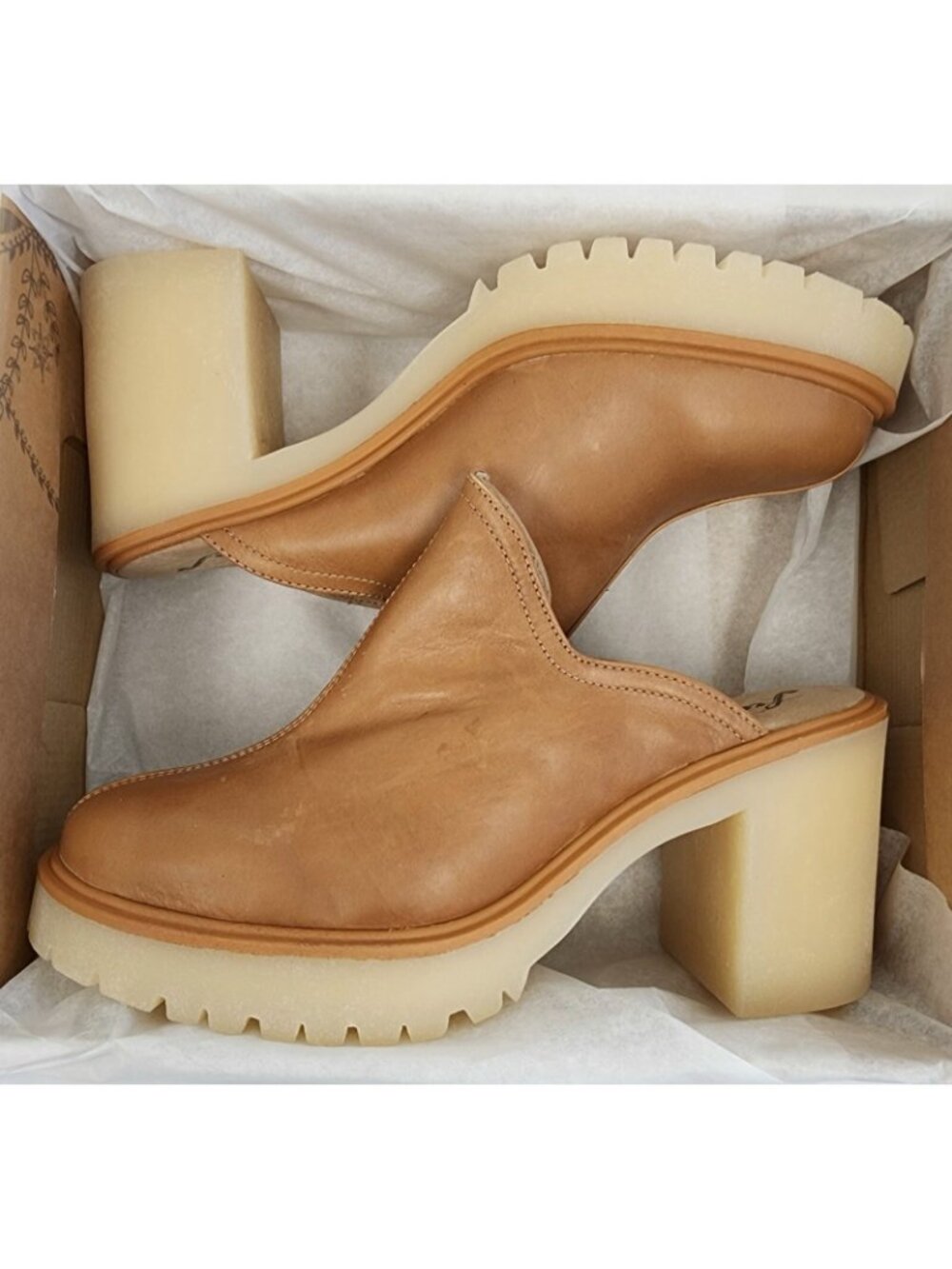 Free People James Cozy Mule Womens Leather Clog Shoes Sandal Tan Size 41 / US 11 - Picture 2 of 5
